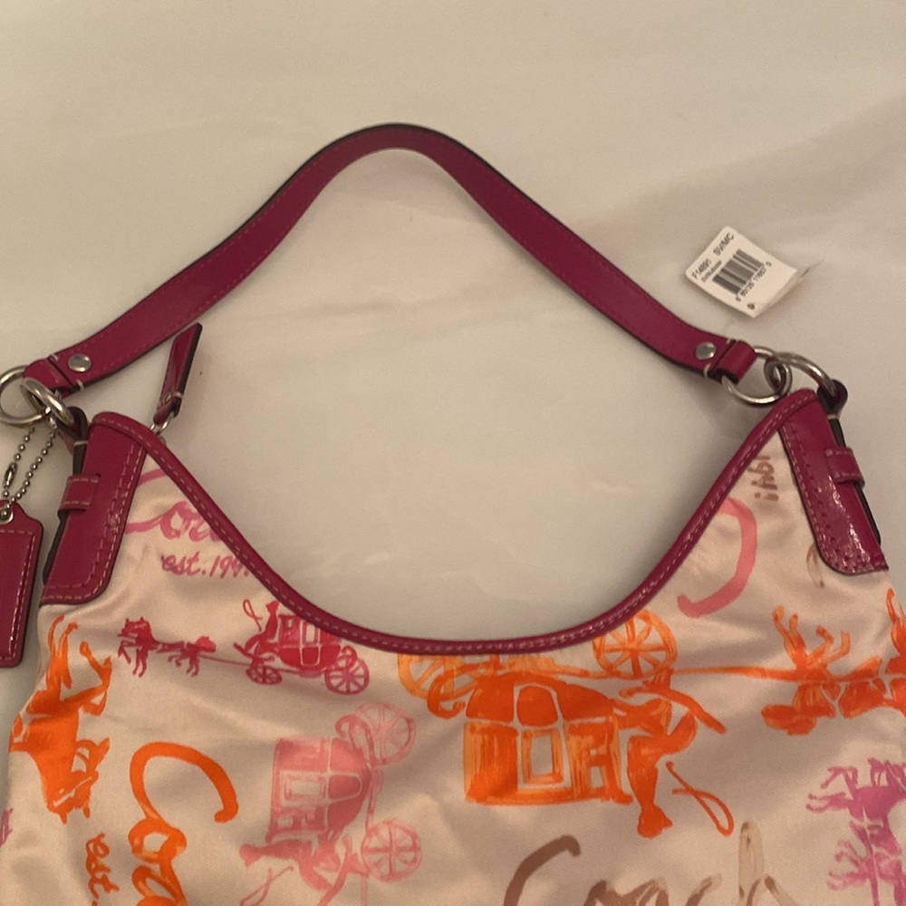 NWT Coach Multicolor Satin Leather Trim Horse and Carriage Crossbody bag - Picture 4 of 14